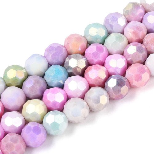 Crystal Round 8mm Beads Pastel Marble Mix 15" string for jewellery making