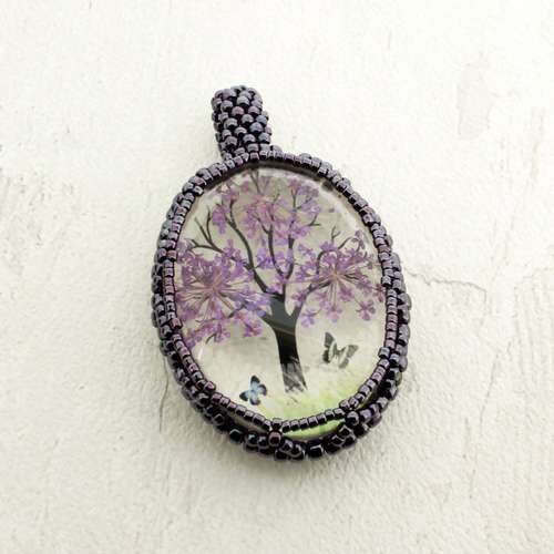 Everbloom Double Cabochon Pendant Kit wisteria jewelry making kit — DIY set with beads and instructions for creating handmade jewelry