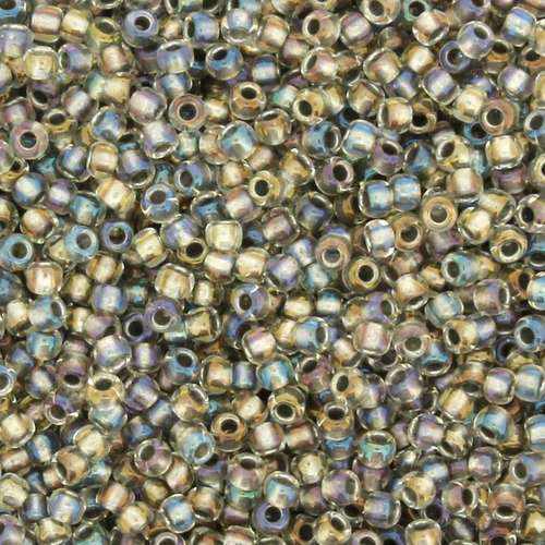 Toho Size 11 Seed Beads 10g - Inside Gold Lust Crystal Grey