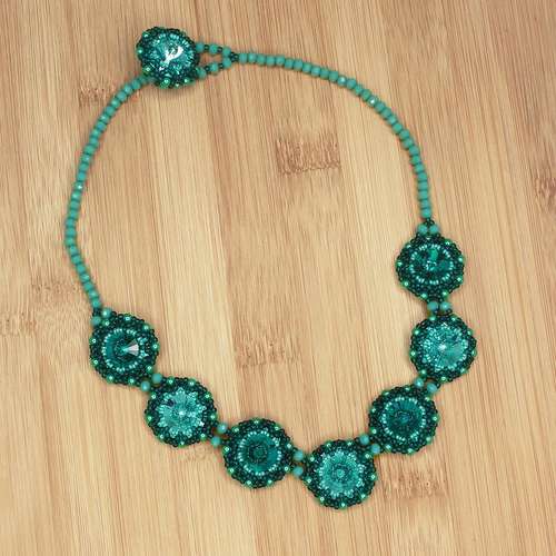 Majestic 18mm Round Rivolis Jewellery Kit teal jewelry making kit — DIY set with beads and instructions for creating handmade jewelry