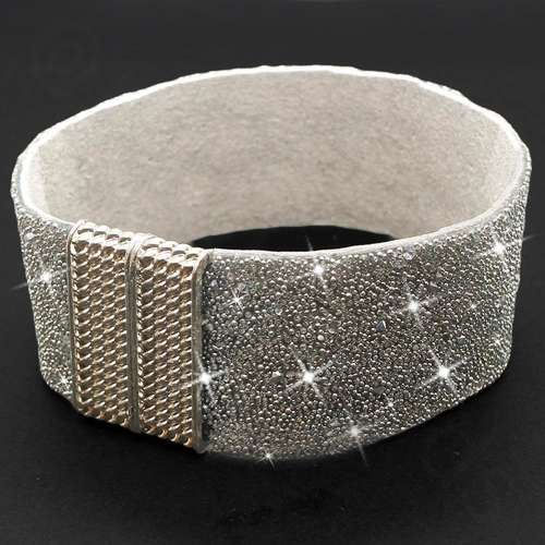 Sparkle Ribbon 28mm Bracelet Kit silver stardust bracelet making kit — DIY set with beads and instructions for creating handmade jewelry