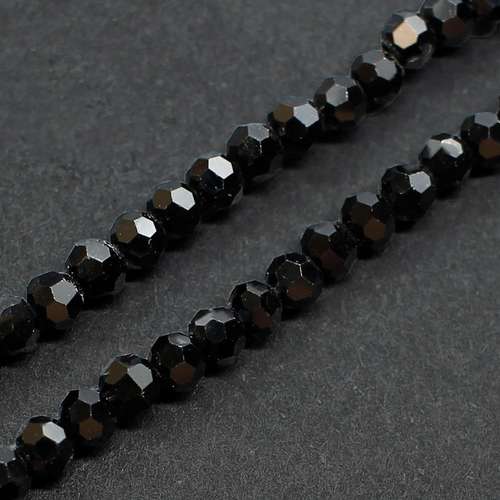 3mm crystal beads jet black — faceted for jewelry making and beadwork
