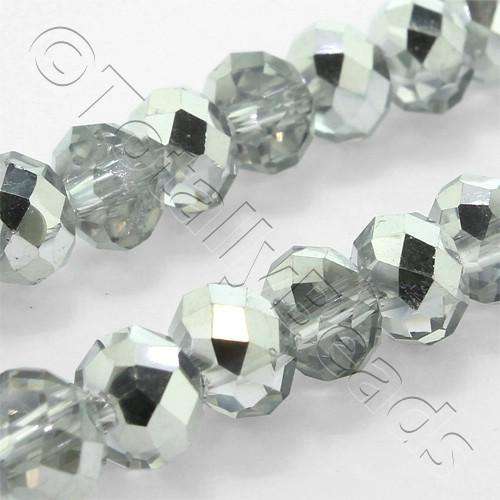 8mm crystal beads half silver plate, pack of 70 — plated finish, ideal for jewelry making and beadwork