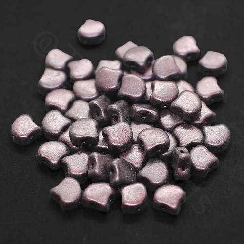 10g Czech glass Rulla beads met suede dk plum — two-hole beads for jewelry making and bead weaving