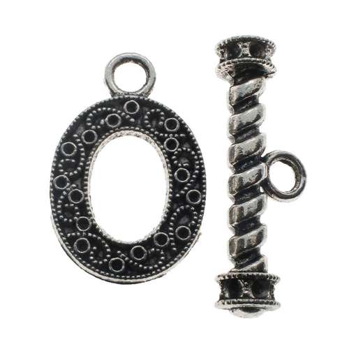 Large Oval Toggle 33x21 Antique Silver 1 set