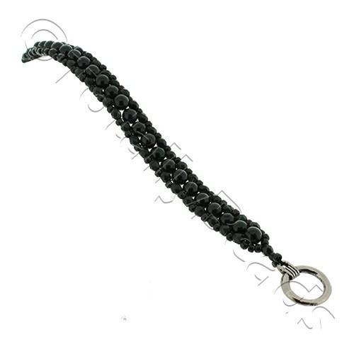 Lydia Bracelet Bead Bundle jet black bracelet making kit — DIY set with beads and instructions for creating handmade jewelry