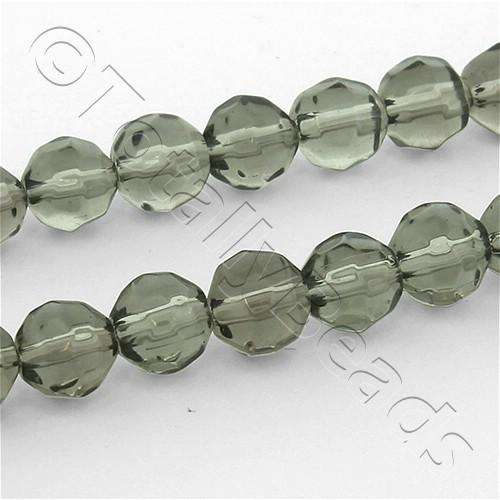 Faceted Glass 6mm Round - Charcoal Grey