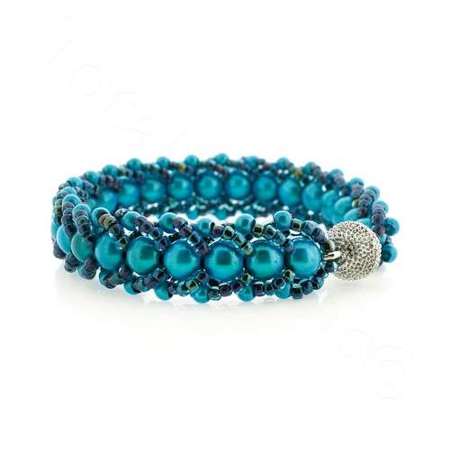 Flat Spiral Bracelet Kit turquoise bracelet making kit — DIY set with beads and instructions for creating handmade jewelry