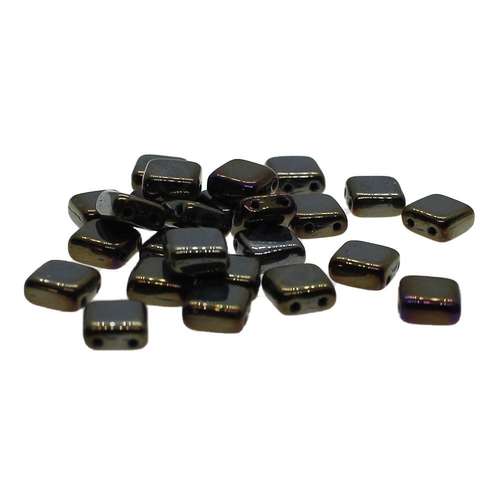 6mm Czech glass glass beads iris brown — pack of 25, high-quality two-hole beads ideal for jewelry making, bead weaving, and crafts