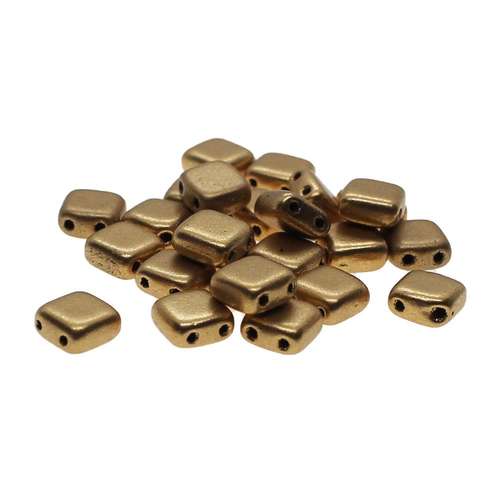 6mm Czech glass glass beads metallic flax matt — pack of 25, high-quality two-hole beads ideal for jewelry making, bead weaving, and crafts