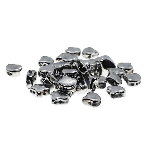 10g Czech glass Rulla beads silver — two-hole beads for jewelry making and bead weaving