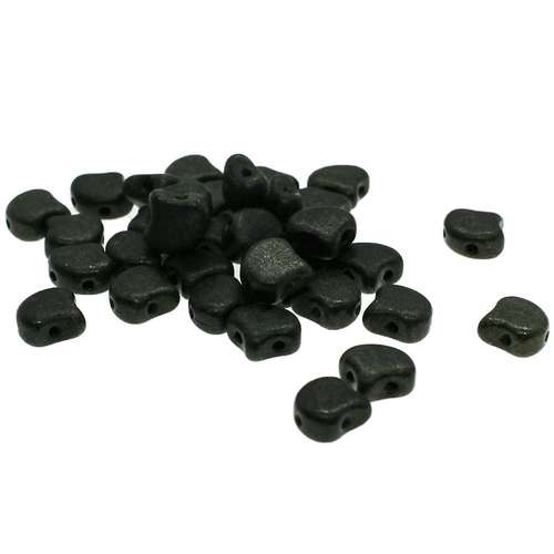 10g Czech glass Rulla beads met suede dk green — two-hole beads for jewelry making and bead weaving