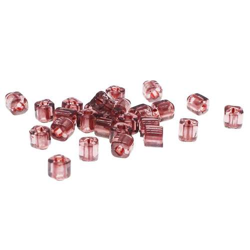 Toho Cubes 4mm 10g - Trans Rose Mauve Lined