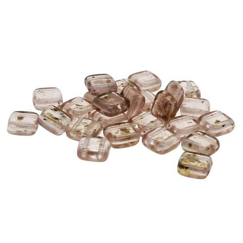 6mm Czech glass glass beads gold marble - rosaline — pack of 25, high-quality two-hole beads ideal for jewelry making, bead weaving, and…
