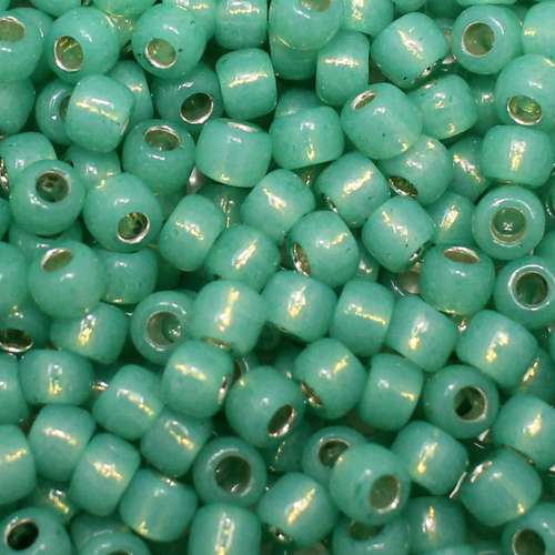 Toho Size 6 Seed Beads 10g - Silver Lined Milky Dk Peridot