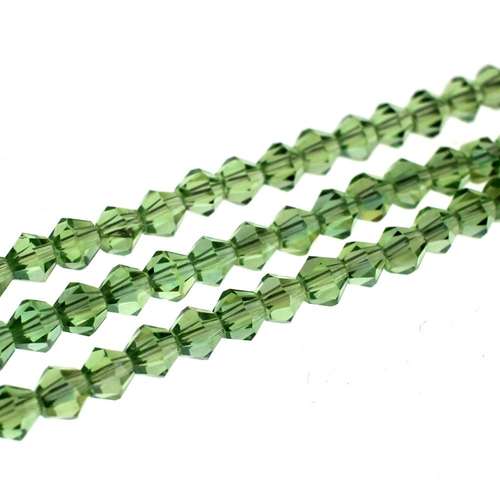 4mm crystal bicone beads peridot ab — AB finish, faceted for jewelry making and beadwork