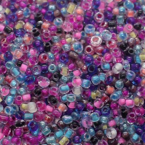 Seed Beads Colour Lined Mixed - Size 8 100g