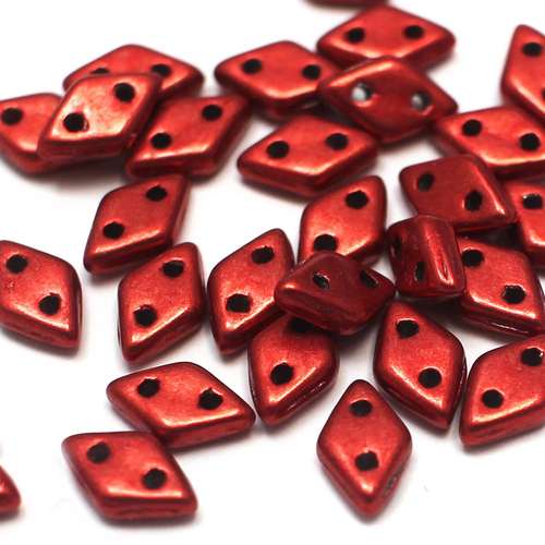 Czech glass glass beads met cranberry — pack of 60, high-quality two-hole beads ideal for jewelry making, bead weaving, and crafts