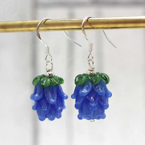 Lampwork Earrings + Pendant mystic blue lavender - 20mm earring making kit — DIY set with beads and instructions for creating handmade je…