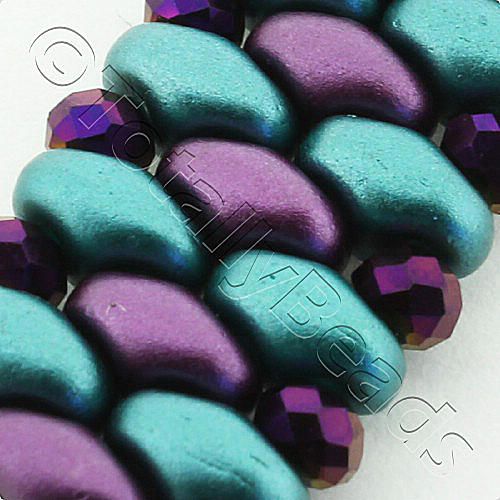 SuperDuo Bracelet Bundle green/purple bracelet making kit — DIY set with beads and instructions for creating handmade jewelry