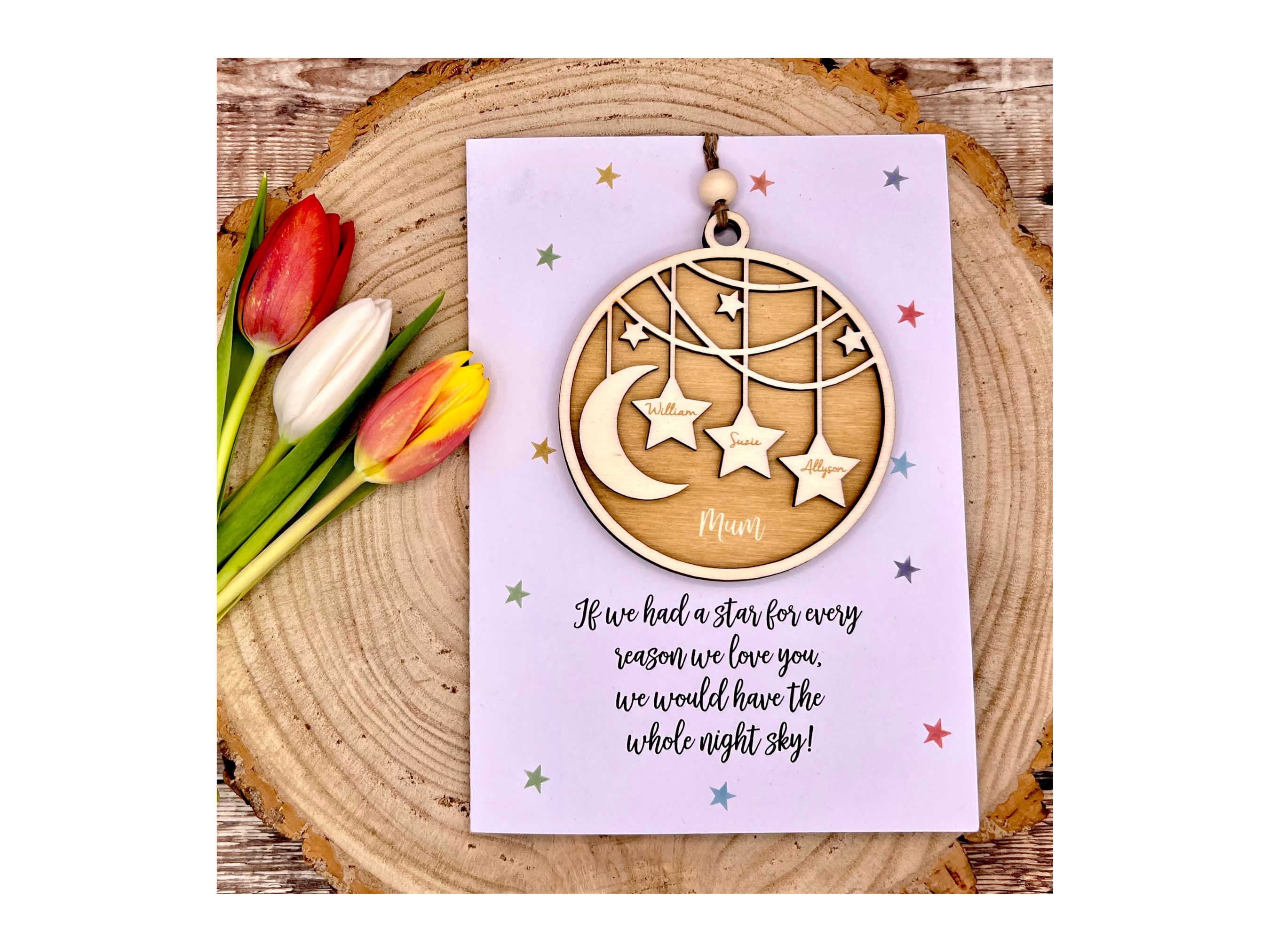 Personalised Mother's Day card - Names in Stars keepsake