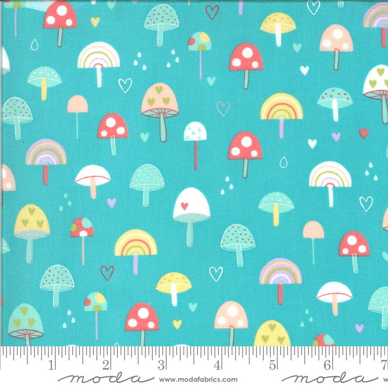Hello Sunshine Mushrooms Aqua by Abi Hall for Moda Fabrics 35351 16