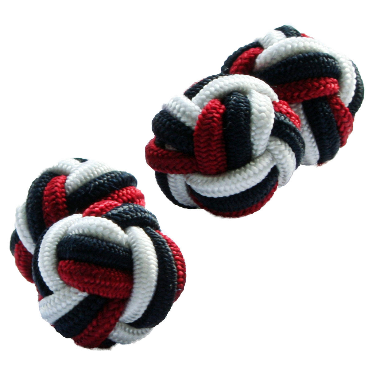 Black, Maroon and White Silk Knot Cufflinks from Cuffs & Co