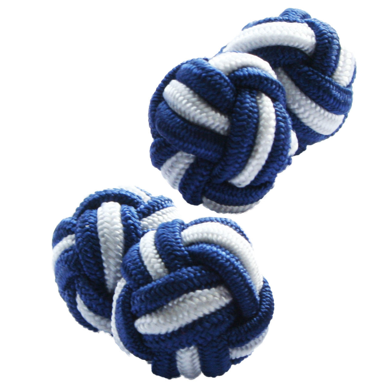 Navy and White Silk Knot Cufflinks from Cuffs & Co