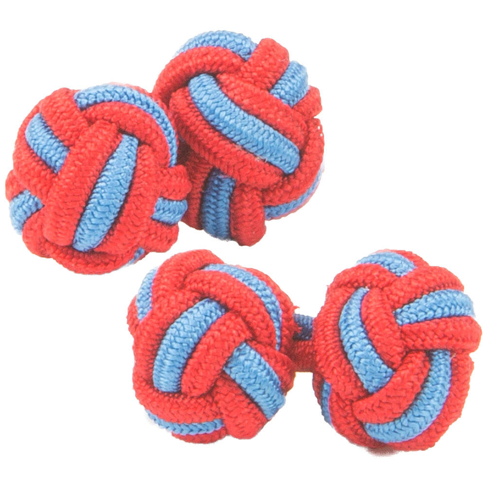 Red and Blue Silk Knot Cufflinks from Cuffs & Co