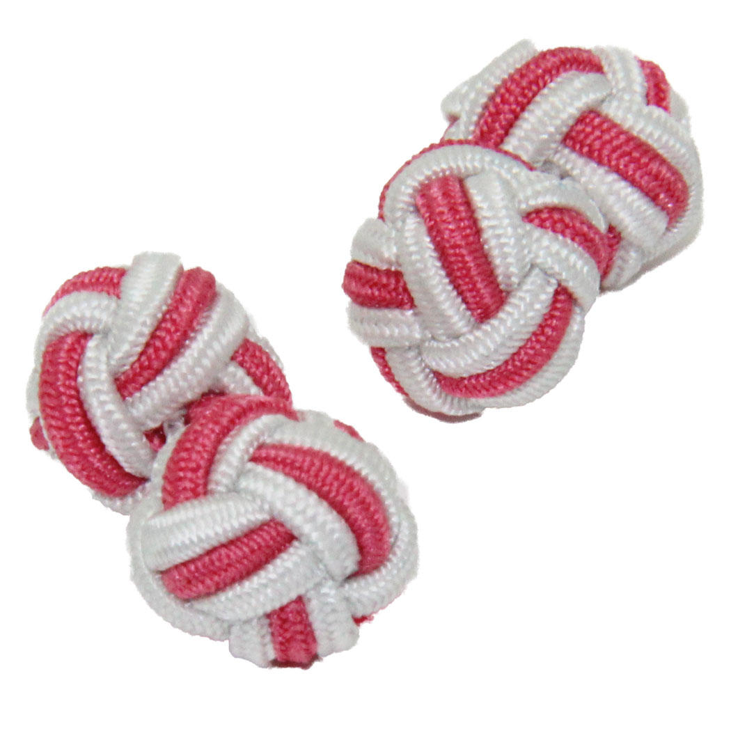 White and Blush Pink Silk Knot Cufflinks from Cuffs & Co
