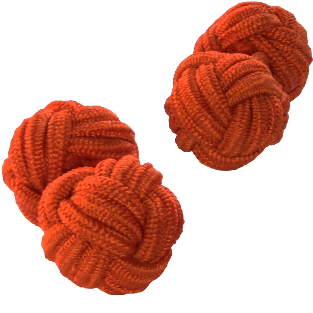 Burnt Orange Silk Knot Cufflinks from Cuffs & Co