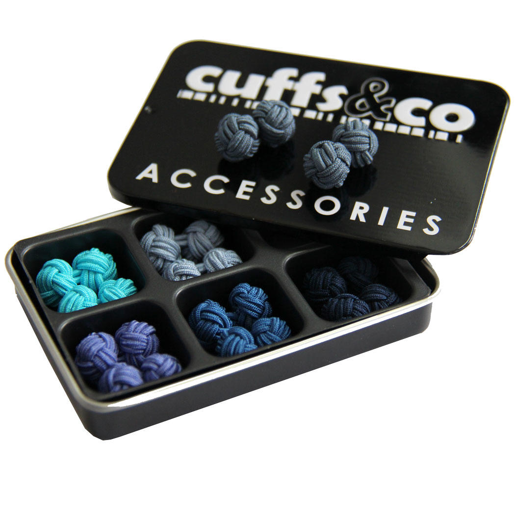 Moody Blues Silk Knot Cufflink Set from Cuffs & Co