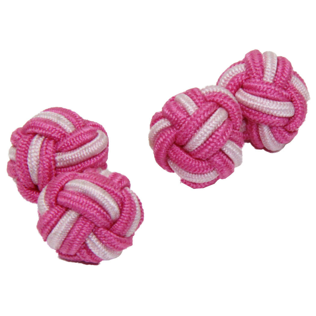 Vibrant Pink and White Silk Knot Cufflinks from Cuffs & Co