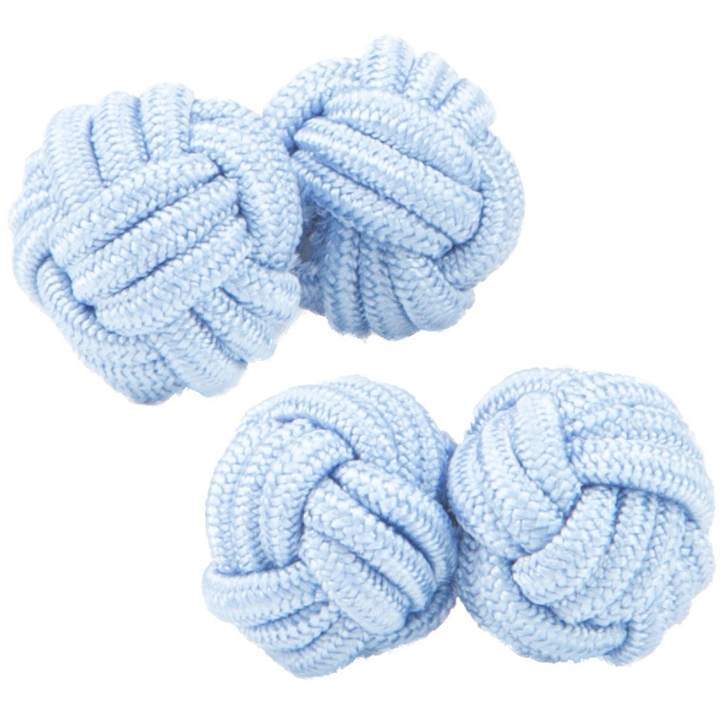 Baby Blue Silk Knot Cufflinks from Cuffs & Co