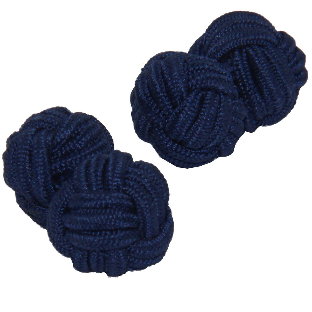 Navy Blue Silk Knot Cufflinks from Cuffs & Co