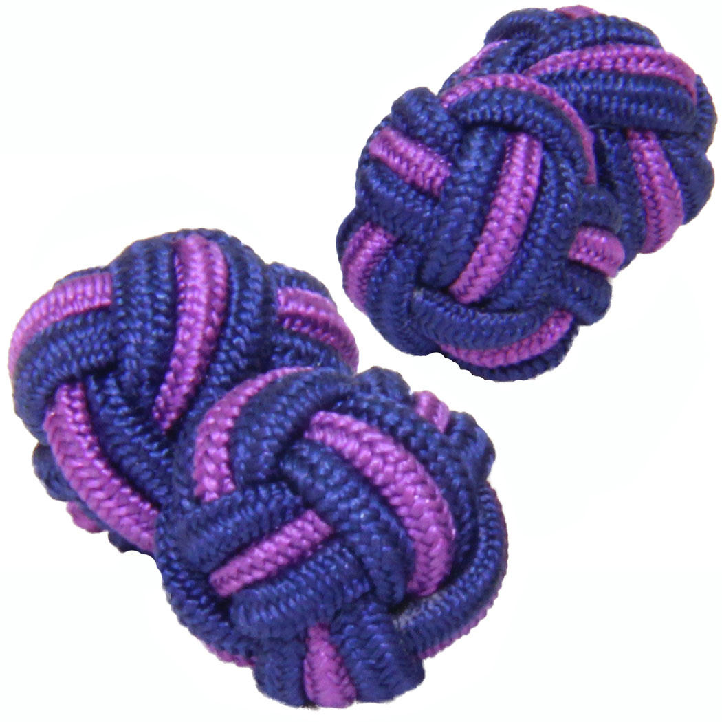 Dark Blue and Purple Silk Knot Cufflinks from Cuffs & Co