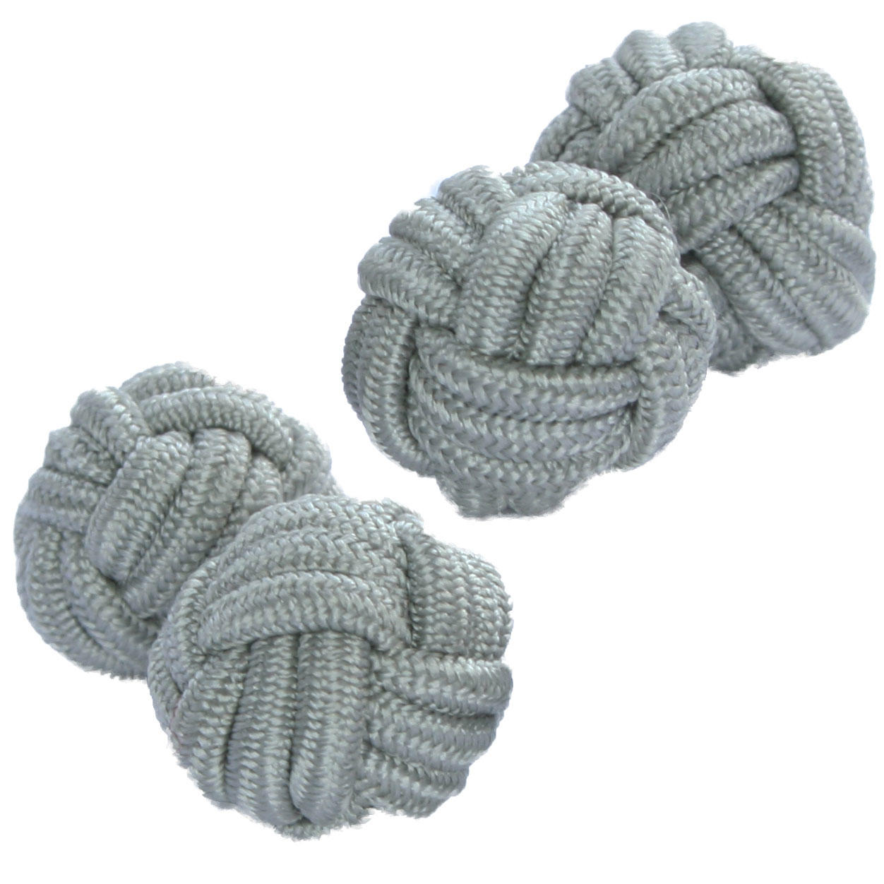 Soft Grey Silk Knot Cufflinks from Cuffs & Co