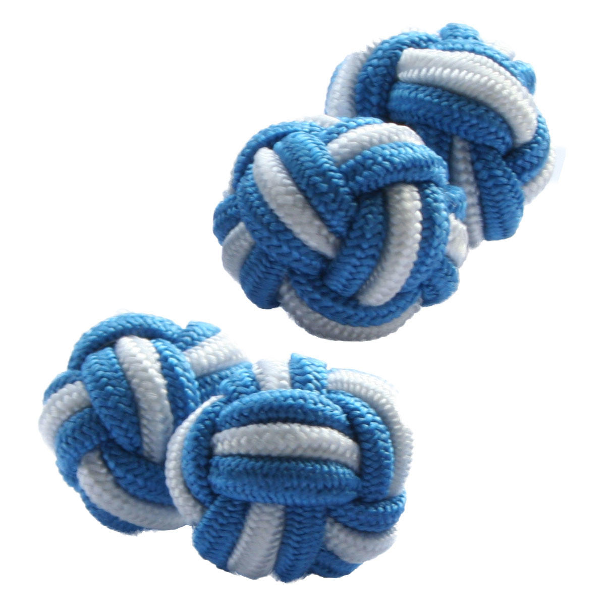 Pale Blue and White Silk Knot Cufflinks from Cuffs & Co