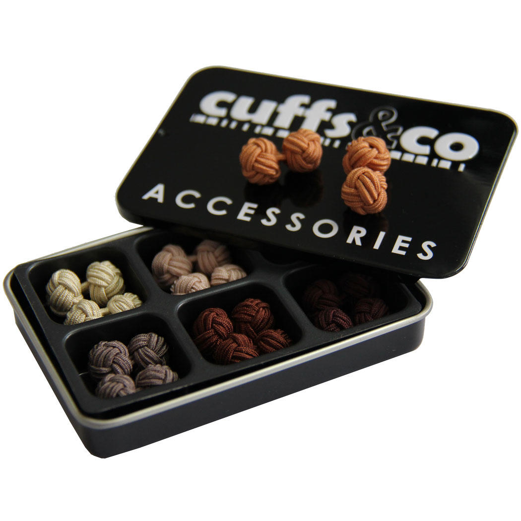 Autumn Browns Silk Knot Cufflink Set from Cuffs & Co