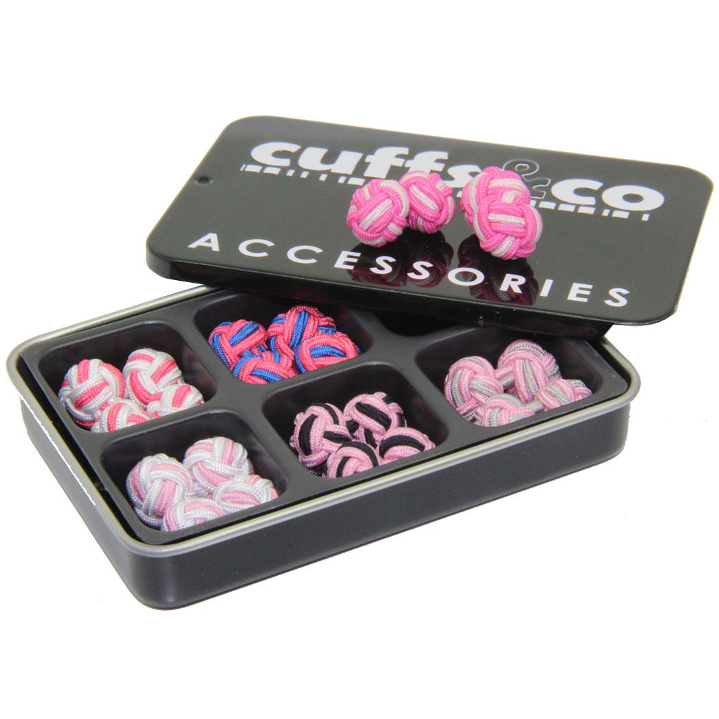 Pink Twist Silk Knot Cufflink Set from Cuffs & Co