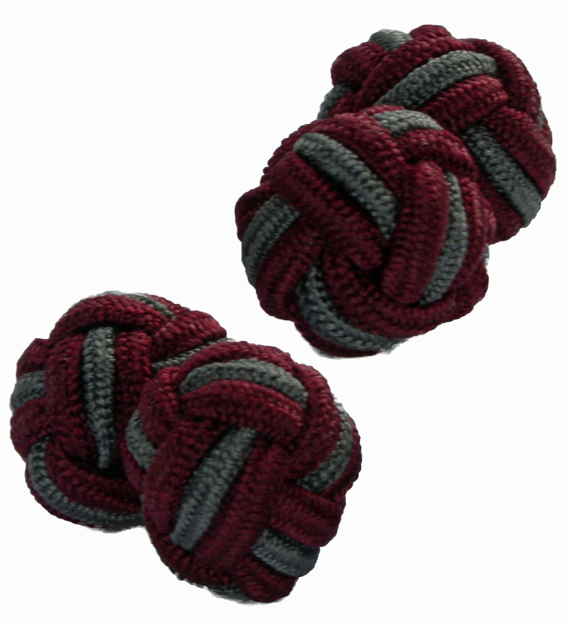 Maroon and Grey Silk Knot Cufflinks from Cuffs & Co
