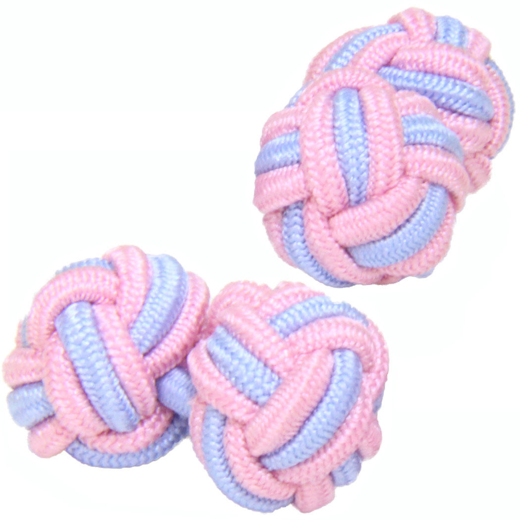 Pale Pink and Baby Blue Silk Knot Cufflinks from Cuffs & Co