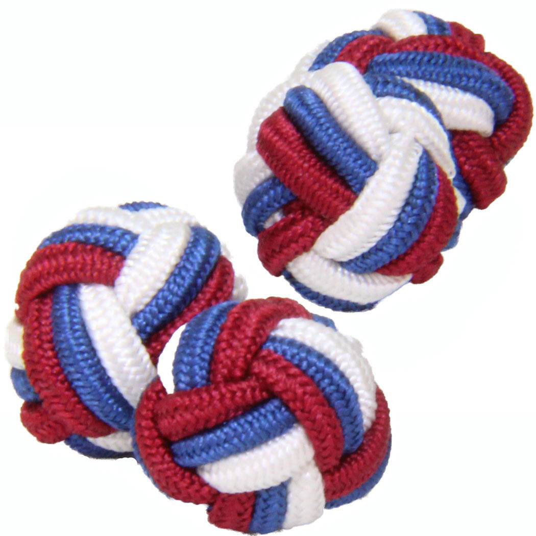 Red, White and Blue Silk Knot Cufflinks from Cuffs & Co