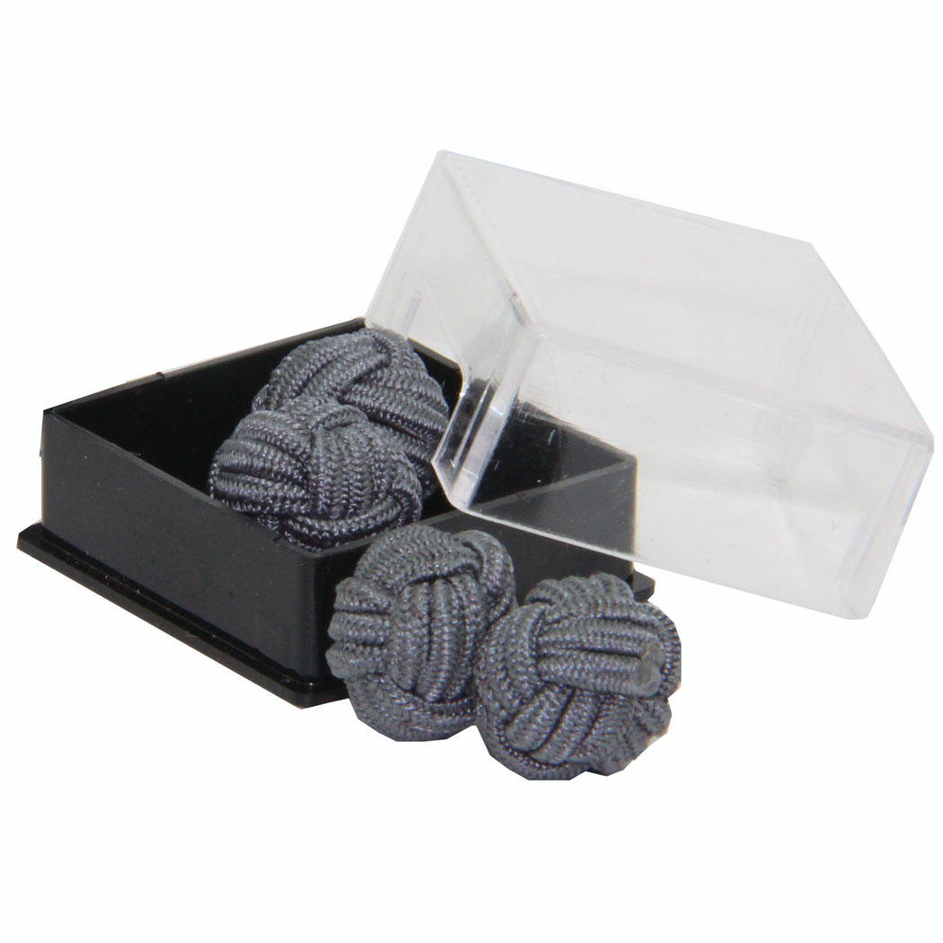 Grey Silk Knot Cufflinks from Cuffs & Co