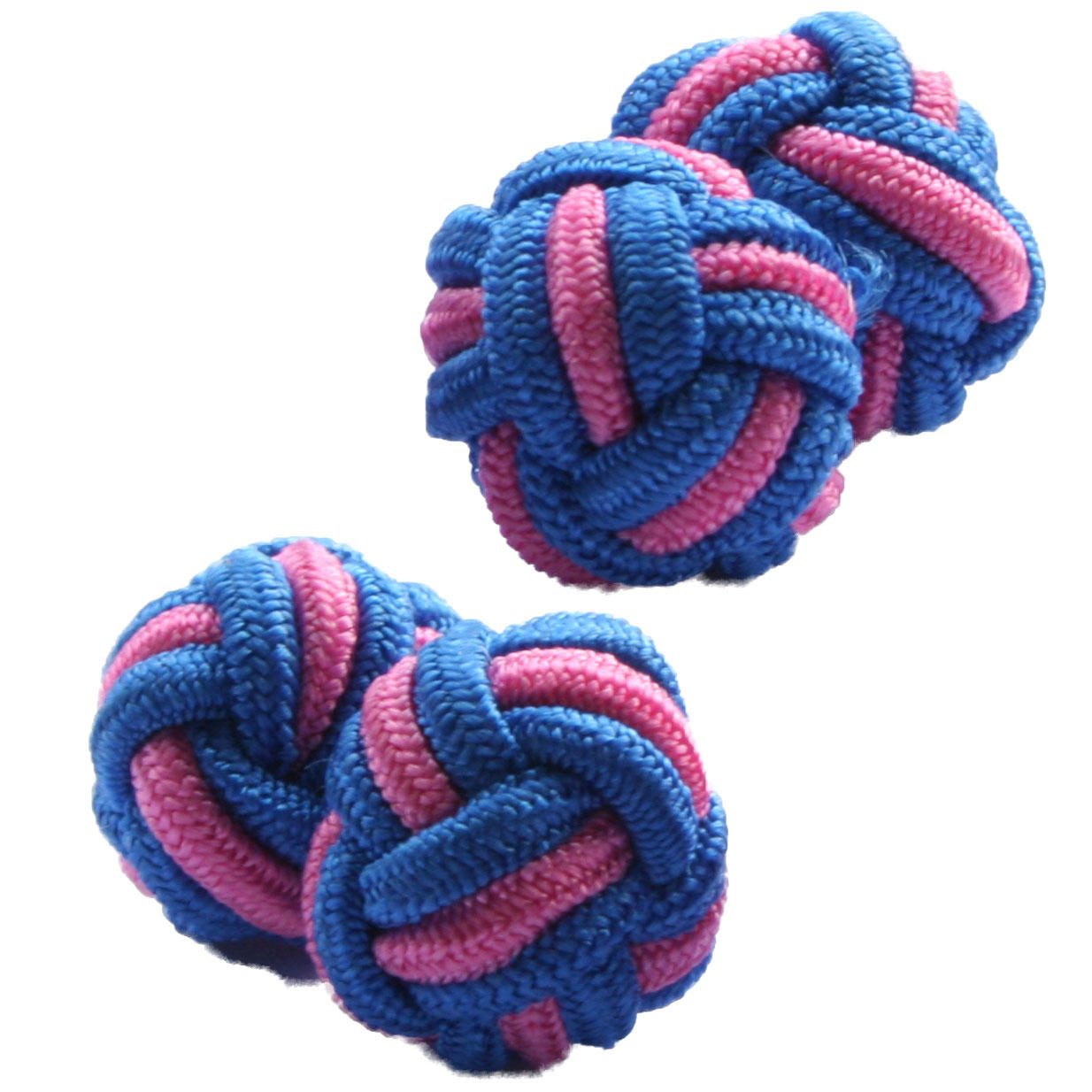 Blue and Pale Pink Silk Knot Cufflinks from Cuffs & Co