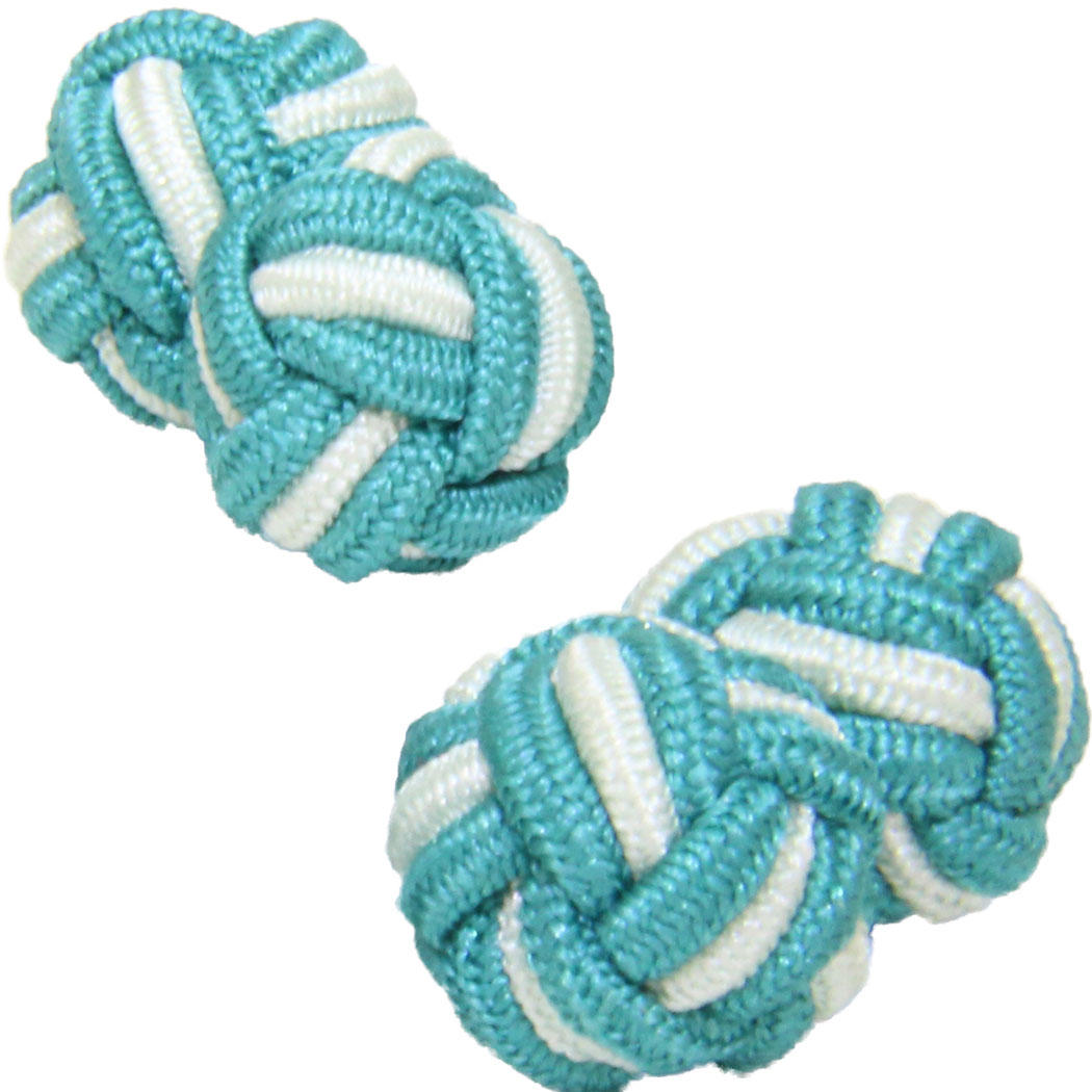 Jade and Pale Green Silk Knot Cufflinks from Cuffs & Co