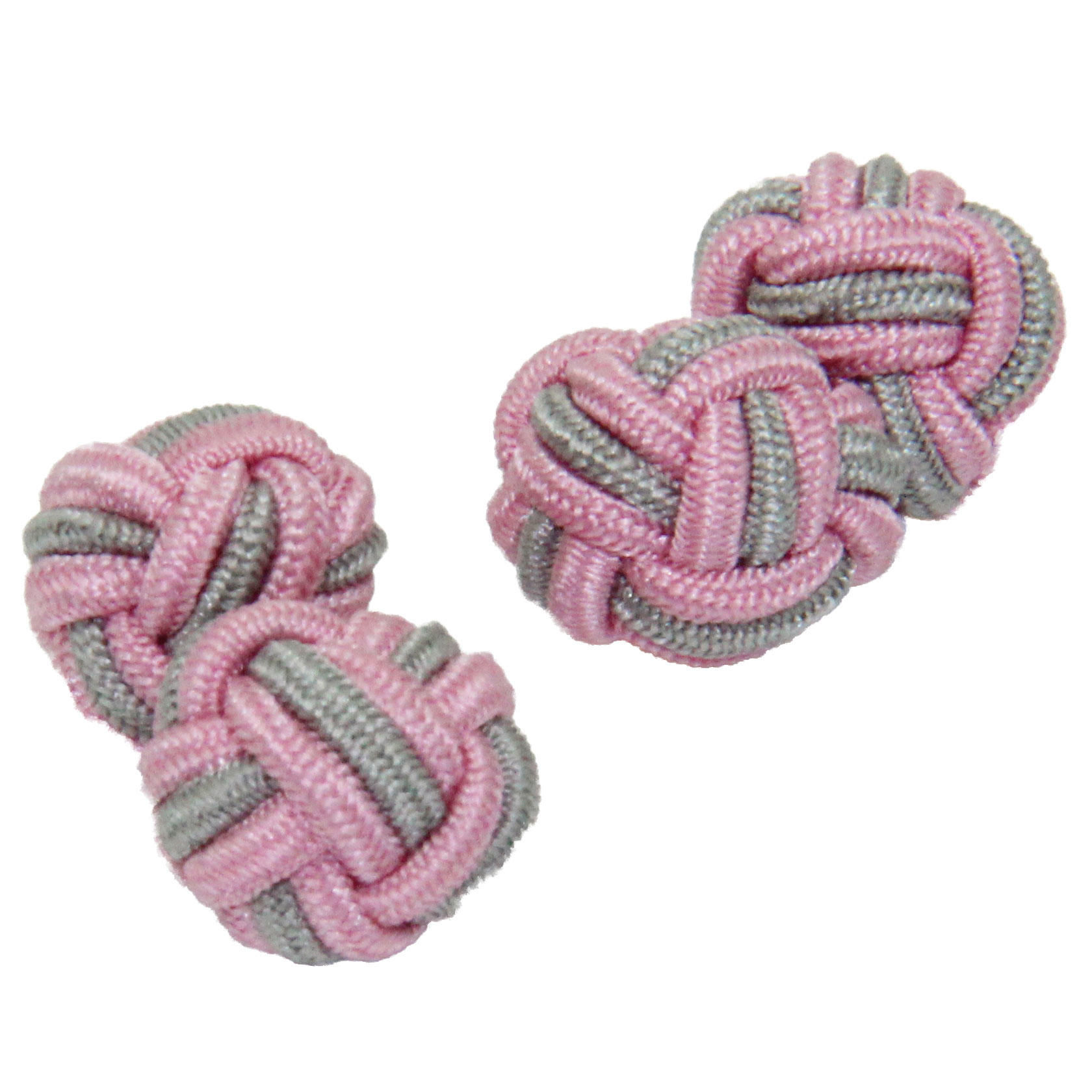 Pale Pink and Grey Silk Knot Cufflinks from Cuffs & Co