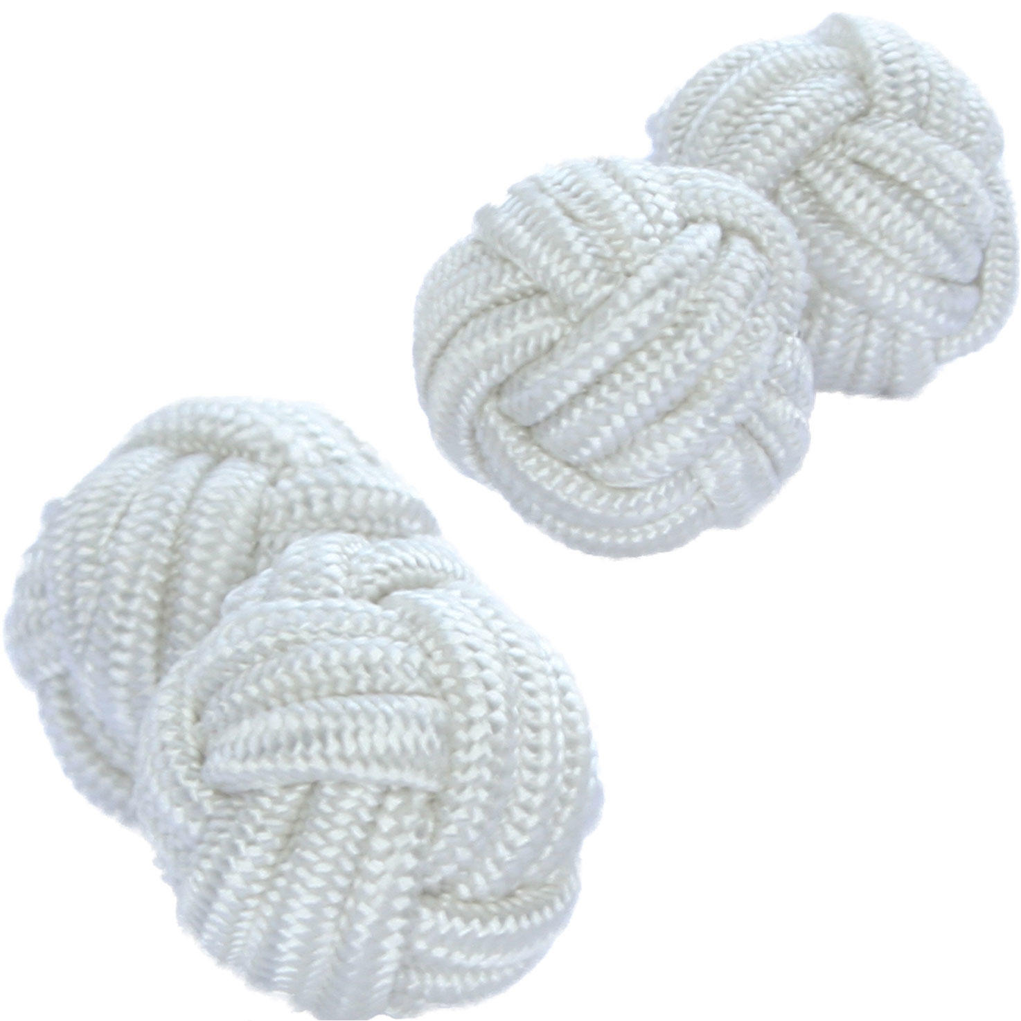Pure White Silk Knot Cufflinks from Cuffs & Co