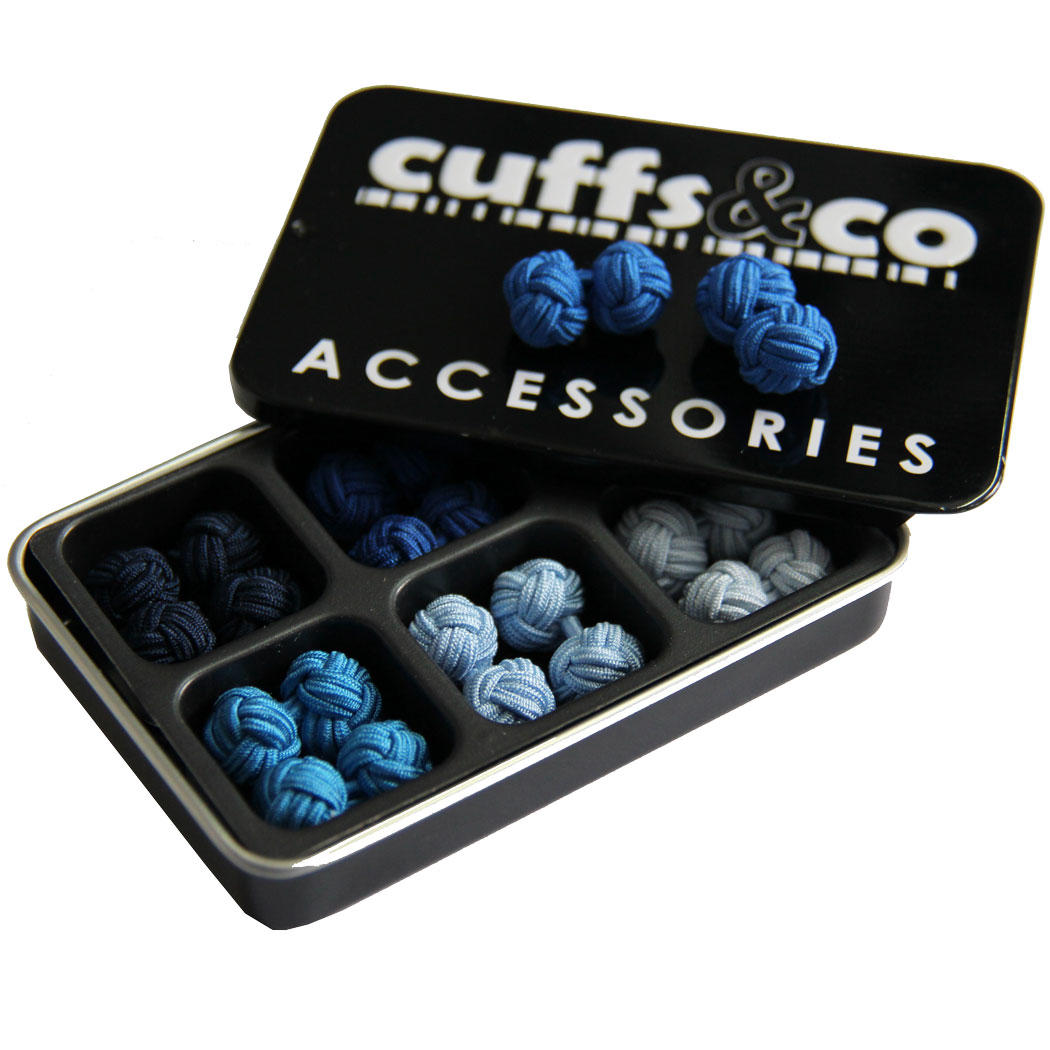 Winter Blues Silk Knot Cufflink Set from Cuffs & Co