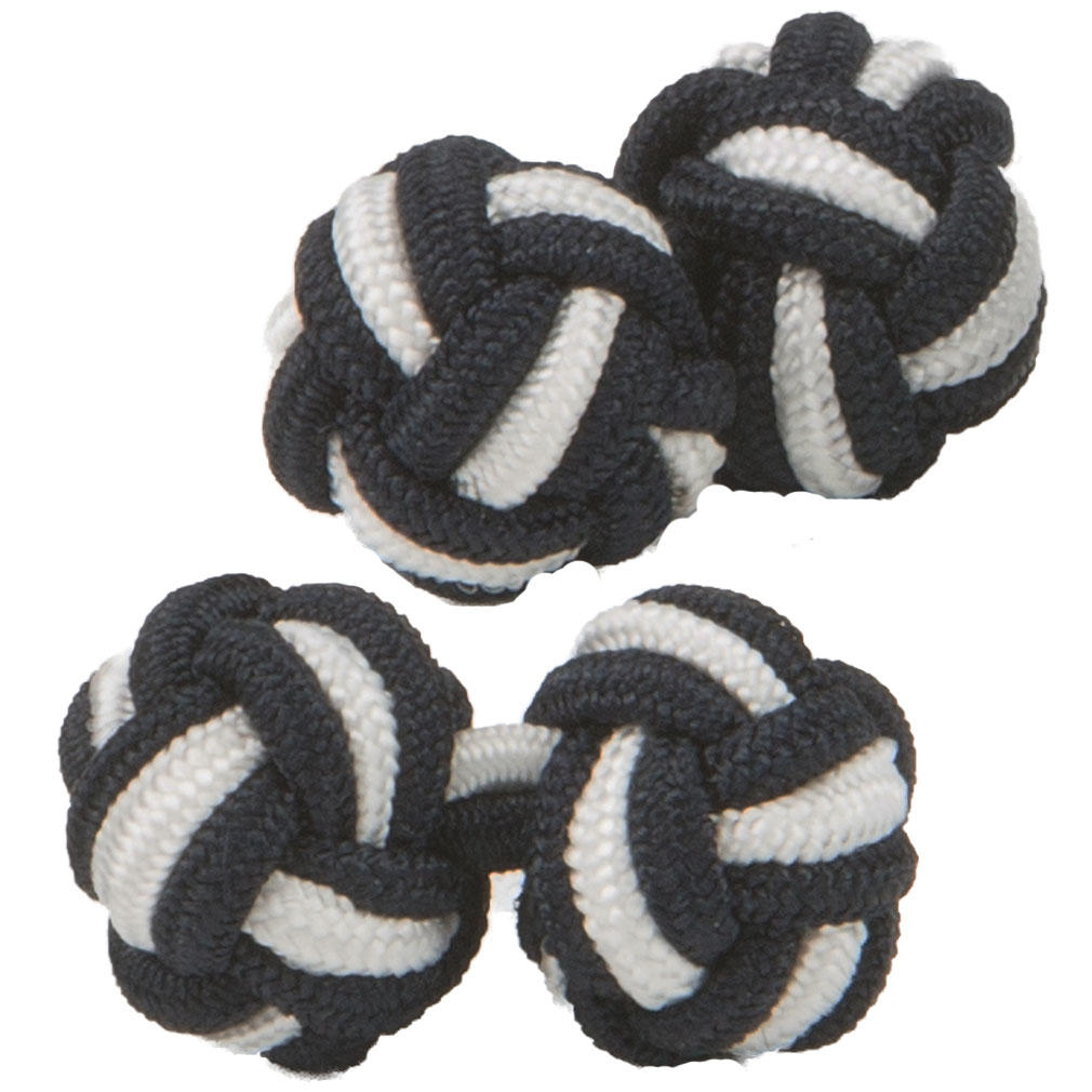 Black and White Silk Knot Cufflinks from Cuffs & Co